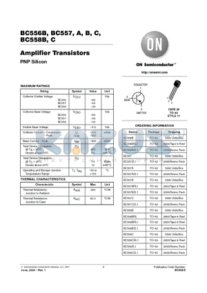 BC556BZL1 datasheet - Amplifier Transistors