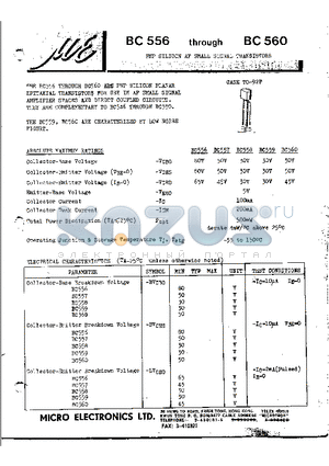 BC557 datasheet - PNP SILICON AF SMALL SIGNAL TRANSISTOR