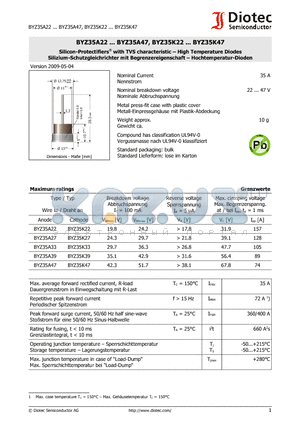 BYZ35A47 datasheet - Silicon-Protectifiers with TVS characteristic  High Temperature Diodes