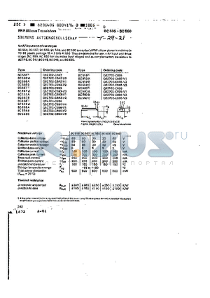 BC557 datasheet - PNP SILICON TRANSISTORS