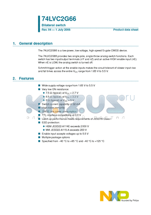 74LVC2G66 datasheet - Bilateral switch