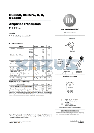 BC557AZL1G datasheet - Amplifier Transistors