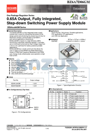 BZ6A7D06GM datasheet - 0.65A Output, Fully Integrated, Step-down Switching Power Supply Module