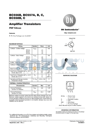 BC557C datasheet - Amplifier Transistors PNP Silicon