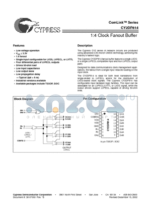 CY2DP814ZC datasheet - 1:4 Clock Fanout Buffer