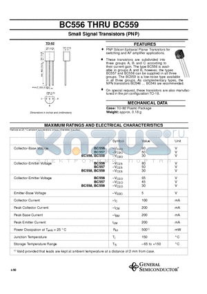 BC559 datasheet - Small Signal Transistors (PNP)