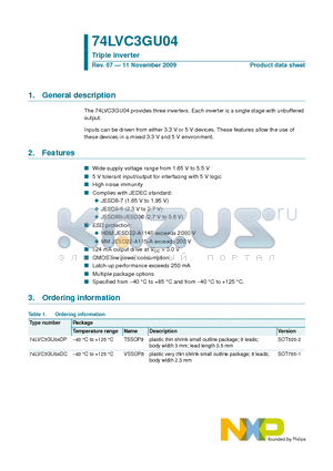 74LVC3GU04DP datasheet - Triple inverter