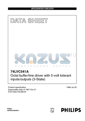 74LVC541ADB datasheet - Octal buffer/line driver with 5-volt tolerant inputs/outputs 3-State