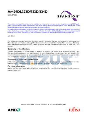 AM29DL322D_05 datasheet - 32 Megabit (4 M x 8-Bit/2 M x 16-Bit) CMOS 3.0 Volt-only, Simultaneous Operation Flash Memory