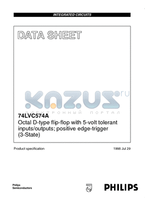 74LVC574A datasheet - Octal D-type flip-flop with 5-volt tolerant inputs/outputs; positive edge-trigger 3-State