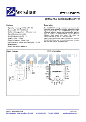 CY2SSTV8575ACT datasheet - Differential Clock Buffer/Driver