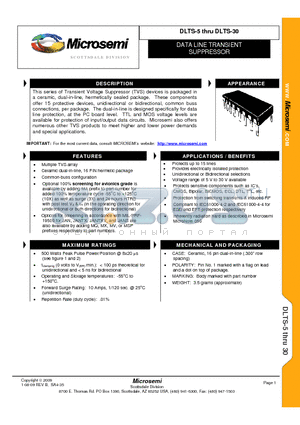 DLTS-5 datasheet - DATA LINE TRANSIENT SUPPRESSOR