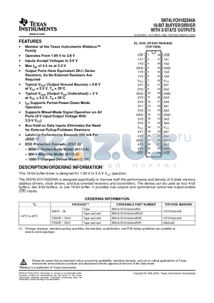 74LVCH162244AGRE4 datasheet - 16-BIT BUFFER/DRIVER WITH 3-STATE OUTPUTS