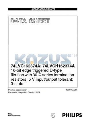 74LVCH162374ADL datasheet - 16-bit edge triggered D-type flip-flop with 30 ohmseries termination resistors; 5 V input/output tolerant; 3-state