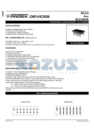DLZ-17 datasheet - STANDARD CAPACITANCE TVS ARRAY