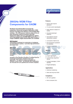 CB2CFU3115533290653 datasheet - 200GHz WDM Filter Components for OADM