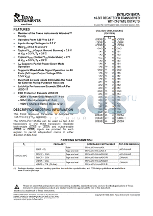 74LVCH16543ADGVRG4 datasheet - 16-BIT REGISTERED TRANSCEIVER WITH 3-STATE OUTPUTS