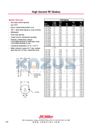 1120-101K datasheet - HIGH CURRENT RF CHOKES