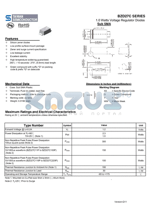 BZD27C24P datasheet - 1.0 Watts Voltage Regulator Diodes