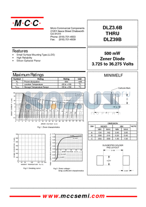 DLZ20B datasheet - 500 mW Zener Diode 3.725 to 36.275 Volts