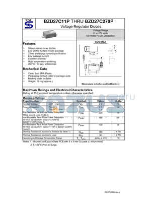 BZD27C270P datasheet - Voltage Regulator Diodes