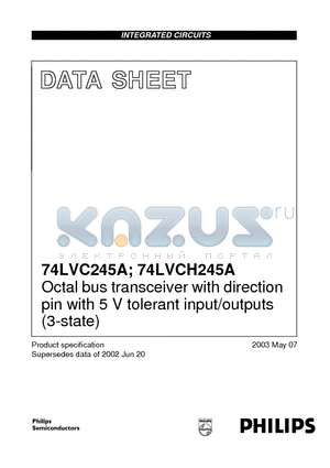 74LVCH245A datasheet - Octal bus transceiver with direction pin with 5 V tolerant input/outputs (3-state)