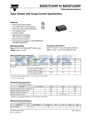 BZD27C24P datasheet - Zener Diodes with Surge Current Specification