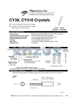 CY310 datasheet - Crystals