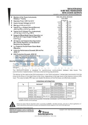 74LVCR16245ADGVRG4 datasheet - 16-BIT BUS TRANSCEIVER WITH 3-STATE OUTPUTS