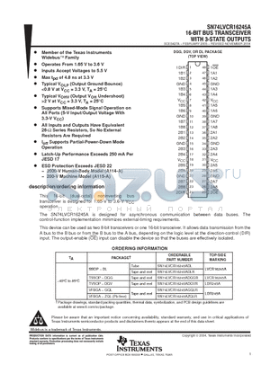 74LVCR16245ADLRG4 datasheet - 16-BIT BUS TRANSCEIVER WITH 3-STATE OUTPUTS