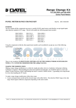 DM-3100UL datasheet - Range Change Kit