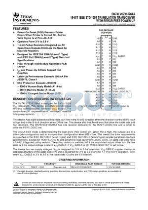 74LVCZ161284AGRG4 datasheet - 19-BIT IEEE STD 1284 TRANSLATION TRANSCEIVER WITH ERROR-FREE POWER UP