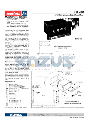 DM-350 datasheet - 3-1/2 Digit Miniature Digital Panel Meter