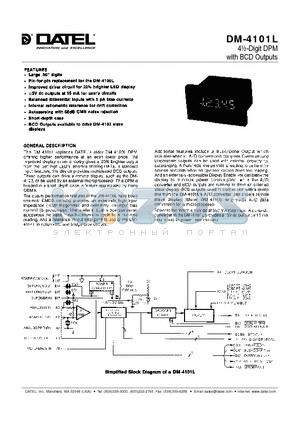DM-4101L datasheet - 4 1/2-Digit DPM with BCD Outputs