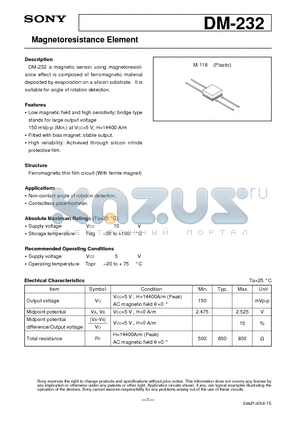 DM-232 datasheet - Magnetoresistance Element