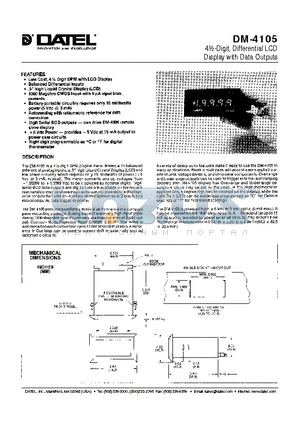 DM-4105-1 datasheet - 4-1/2-Digit, Differential LCD Display with Data Outputs