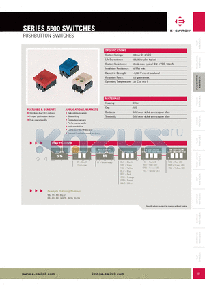 5501MYEL datasheet - PUSHBUTTON SWITCHES