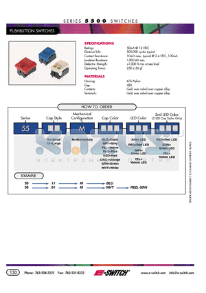 5501MWHTREDYEL datasheet - PUSHBUTTON SWITCHES