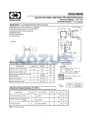 05GU4B48 datasheet - SILICON DIFFUSED JUNCTION TYPE RECTIFIER STACK