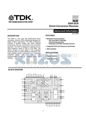 5504DCR datasheet - Direct Conversion Receiver