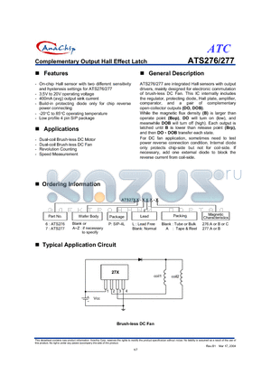 ATS276-P-A datasheet - Complementary Output Hall Effect Latch