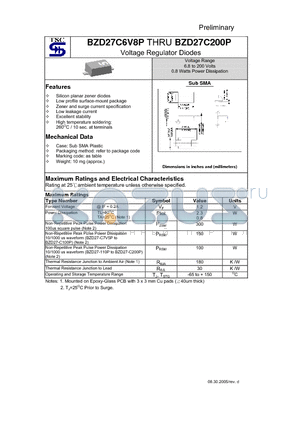 BZD27C7V5P datasheet - Voltage Regulator Diodes