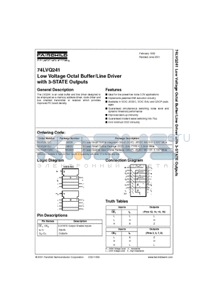 74LVQ241SJ datasheet - Low Voltage Octal Buffer/Line Driver with 3-STATE Outputs