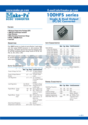 112D5HFS datasheet - Single & Dual Output DC/DC Converter