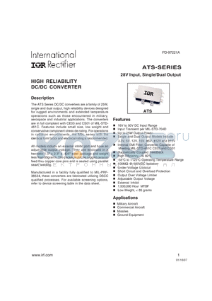 ATS2812D datasheet - HIGH RELIABILITY DC/DC CONVERTER