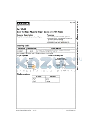 74LVQ86SJ datasheet - Low Voltage Quad 2-Input Exclusive-OR Gate