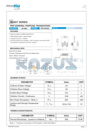 BC807 datasheet - PNP GENERAL PURPOSE TRANSISTORS