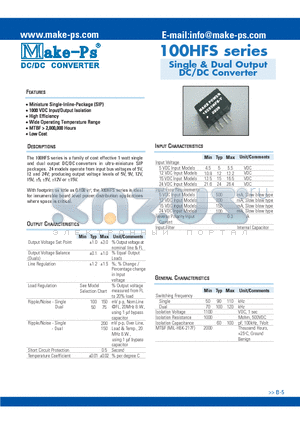 112S24HFS datasheet - Single & Dual Output DC/DC Converter