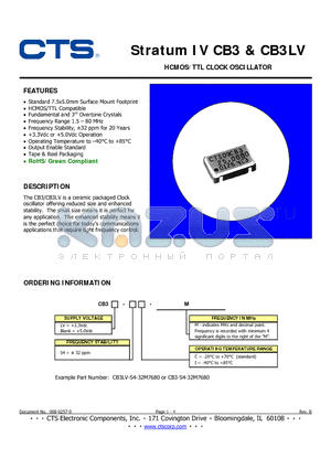 CB3-S4C datasheet - HCMOS/TTL CLOCK OSCILLATOR