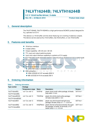 74LVT16244B datasheet - 3.3 V 16-bit buffer/driver; 3-state